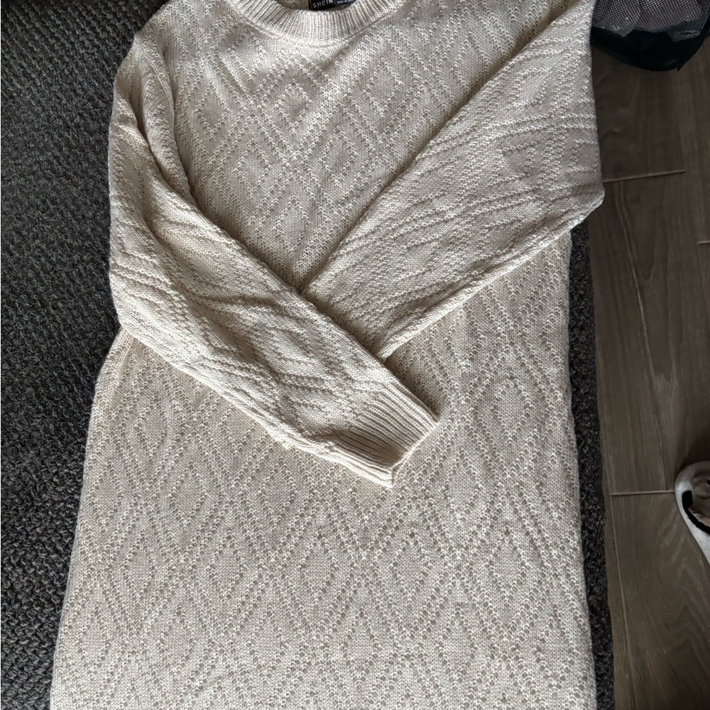 Cream Knit Sweater Dress